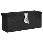 vidaXL Кутия за съхранение, черна, 50x15x20,5 см, алуминий, vidaXL