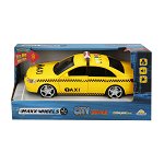 Masina de taxi cu lumini si sunete, Maxx Wheels, 24 cm, Galben, Maxx Wheels