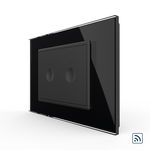 Intrerupator dublu Livolo wireless cu touch rama din sticla standard Italian Negru