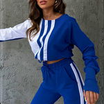 Compleu sport One Balance, bluza cu manseta tip manusa, snur in talie si pantaloni cu banda elastica, Albastru, FashionForYou