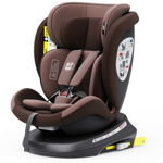 Scaun Auto TWT Plus DELUXE BUF BOOF iSIZE Coffee cu Isofix rotativ 360 grade 40-150 cm, BUF BOOF