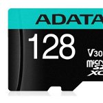 Card de memorie ADATA Premier, MicroSDXC, 128GB, UHS-I, Class 10, U3 + Adaptor microSD, A-DATA