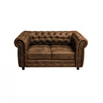 Canapea CHESTERFIELD fixa, 2 locuri, cu arcuri, maro deschis, 168x90x80 cm, Exclusive