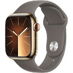 Apple Apple Watch 9, GPS, Cellular, Carcasa Gold Stainless Steel 41mm, Clay Sport Band - M/L, Apple