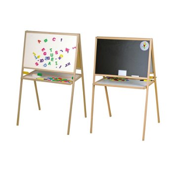 Tablita magnetica pentru scolari, 2 fete scriere, 107x64 cm, stativ lemn, 