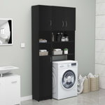 vidaXL Set dulap mașină de spălat, negru, lemn prelucrat, vidaXL