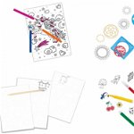 Set de creatie 4 in 1: Spirograf Stickere Set de colorat si Arta prin razuire, Jucaresti
