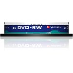 Mediu stocare Verbatim DVD-RW 4.7GB 4x Matt Silver spindle 10 buc