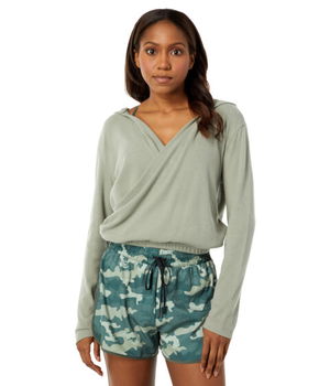 Imbracaminte Femei THRIVE SOCIETE Crop Wrap Hoodie Lily Pad, THRIVE SOCIETE