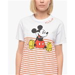 Mc2 Saint Barth Disney Striped Crew-Neck T-Shirt With Micky Mouse Print White