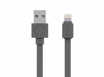 Cablu alimentare/sincronizare USB - iPhone Lighting 1.5m plat 2.4A gri Allocacoc, Allocacoc