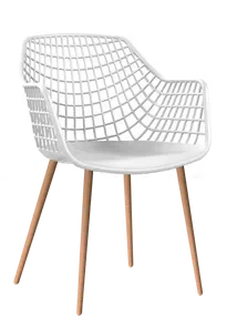Scaun bucatarie polipropilena cu picioare metalice aspect lemn 56x57x84cm alb, Raki
