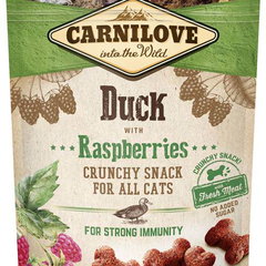CARNILOVE Crunchy Recompense pentru pisici, cu Raţă şi Zmeură 50g, Carnilove