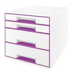 Cutie cu sertare Leitz WOW CUBE, 4 sertare, alb-violet