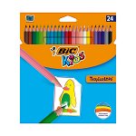 Creioane colorate BIC Tropicolors, 24 buc/set, BIC