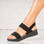 Sandale dama cu platforma Negre din Textil Joxer A6892, Estint