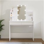 vidaXL Masă de toaletă cu LED, alb, 96x40x142 cm, vidaXL