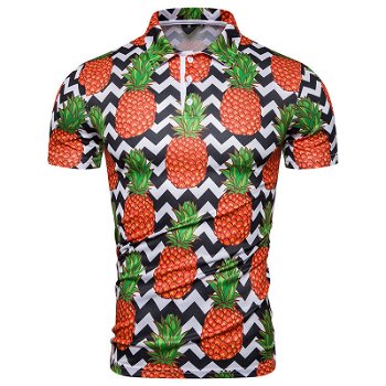 Tricou stil polo modern pentru barbati, de vara, cu model tropical de ananas, potrivit pentru plaja, Neer