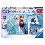 Puzzle Ravensburger Winter Adventures 3 X 49 buc Disney Frozen, Ravensburger