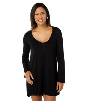 Imbracaminte Femei Michael Lauren Kyle Long Sleeve V-Neck Dress Black, Michael Lauren