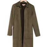 Imbracaminte Femei philosophy Long Sleeve Notch Collar Faux Suede Coat Herb Green