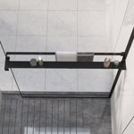vidaXL Рафт за душ за стена за душ кабина черен 90 см алуминий, vidaXL