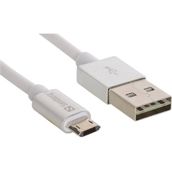 Cablu de date / adaptor Sandberg USB Male la microUSB Male Reversible, 1 m, White