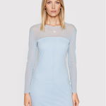 CALVIN KLEIN JEANS, Rochie cu segment din plasa, Albastru lavanda, XS