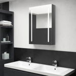 vidaXL Dulap de baie cu oglindă și LED, gri strălucitor, 50x13x70 cm, vidaXL