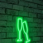 Decoratiune luminoasa LED, Champagne Glasses, Benzi flexibile de neon, DC 12 V, Verde, Neon Graph