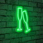 Decoratiune luminoasa LED, Champagne Glasses, Benzi flexibile de neon, DC 12 V, Verde, Neon Graph