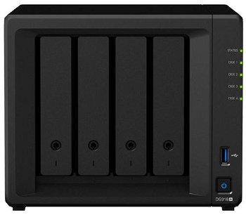 NAS Synology DS918+ 4-Bay, 4GB RAM, 2 x USB3.0, 2 x GbE LAN, Black