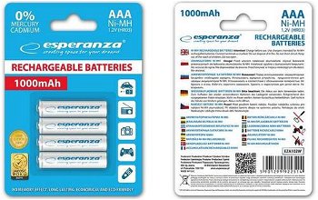 Baterii reincarcabile Esperanza EZA102W, Ni-MH AAA, 1000MAH, 4buc, Esperanza