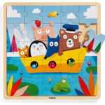 Puzzle lemn Djeco, Toti in barca, 1-2 ani +, Djeco