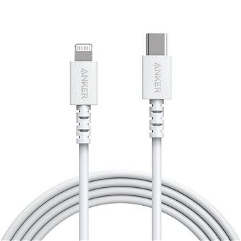 Cablu de date Anker PowerLine Select tip Lightning USB-C USB, 1.8m, Alb