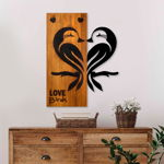 Decoratiune de perete lemn Love Birds 5, Nuc, 45x58x3 cm, Skyler