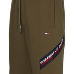 Tommy Hilfiger, Bermude din bumbac organic cu buzunare, pentru fitness, Verde militar, 2XL