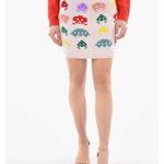 Stella McCartney Lurex Detail Game Embroidered Knitted Miniskirt Pink