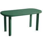 Masa fixa pentru gradina Garden, plastic, ovala, verde, 6 persoane, 140 x 70 x 70 cm