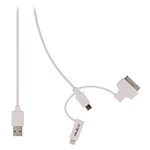 Cablu alimentare si sincronizare USB 2.0 A tata - micro B tata cu adaptor lightning si Apple Dock 30 pini, 1.0 m, alb