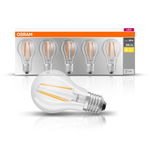 Set 5 becuri LED Osram Base Filament A60, E27, 7W (60W), 806 lm, lumina calda (2700K), clasa energetica E