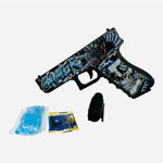 Pistol de jucarie tip Glock 18, cu laser detasabil, incarcare manuala, 18 cm, 