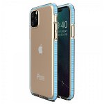 Husa Spate Upzz Spring iPhone 11 Pro ,silicon 1mm ,rezistenta La Socuri ,transparenta Cu Margine Albastru Deschis