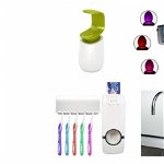 Pachet complet pentru baie, la un pret imbatabil: Dispenser sapun lichid + Dozator pasta de dinti + Suport pentru periute + LED pentru vasul de toaleta, Electronics Concept Market