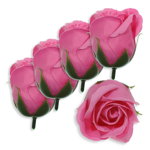 Trandafir din sapun roz aprins 5cm cu tija din plastic 5 set, Galeria Creativ
