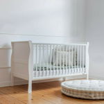 Woodies safe dreams - Patut din lemn pentru bebe, inaltime saltea reglabila, Noble Alb + Saltea Cocos 120x60x10 cm