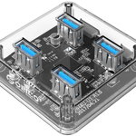 Hub Orico MH4U-U3-10 4 Port-uri USB 3.0 Transparent