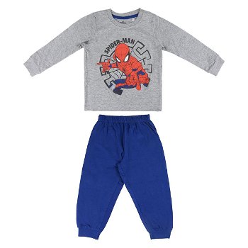 Pijama cu imprimeu central Spiderman, Alb/Albastru
