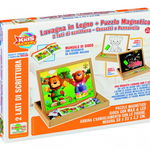 Rs toys - Tablita lemn magnetica  cu 2 fete si puzzle