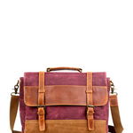 Genti Femei THE SAME DIRECTION Stone Creek Waxed Canvas Briefcase Burgundy